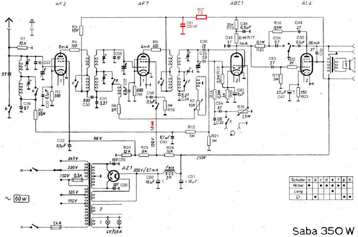 SABA 350W schematics