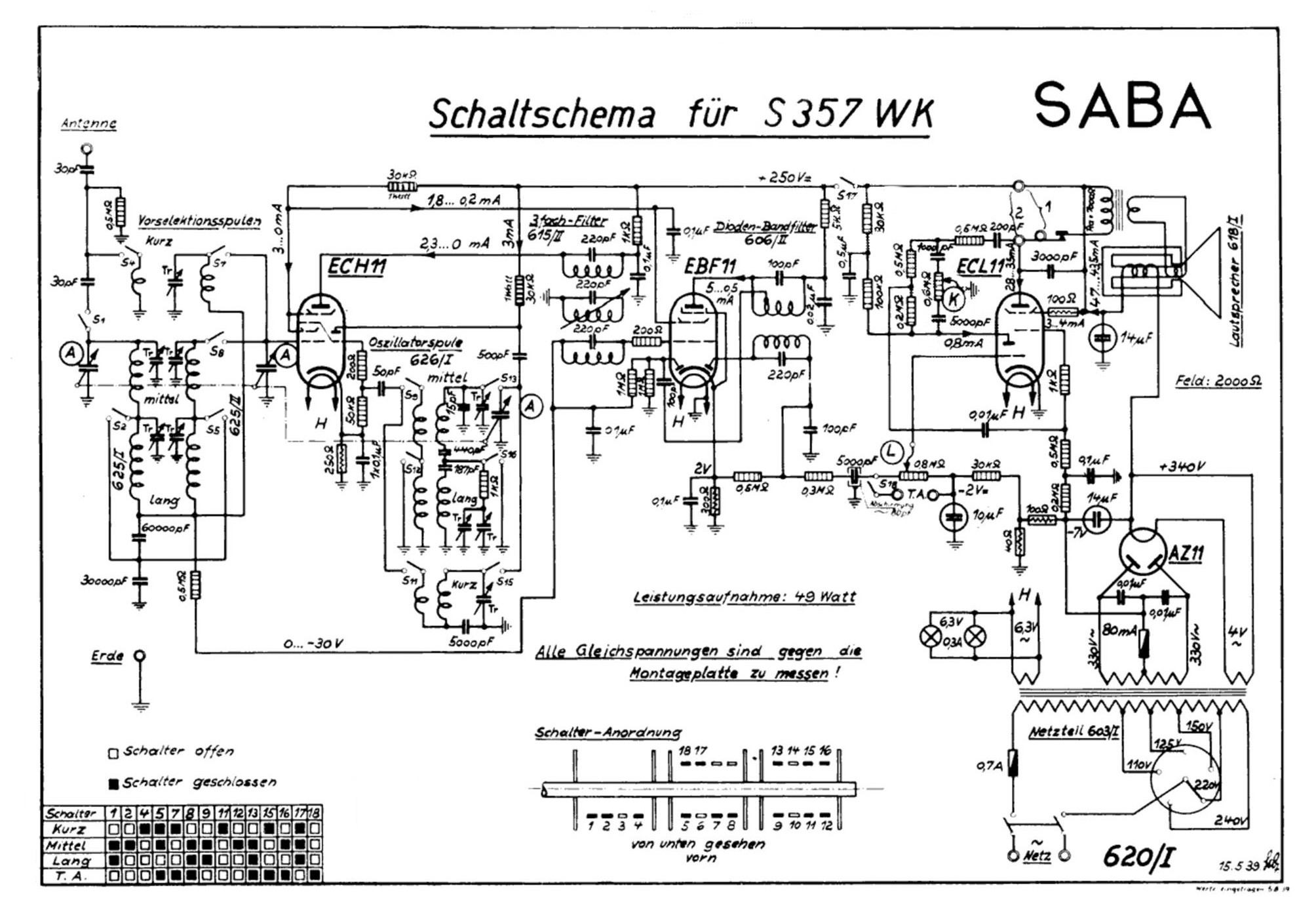 SABA 357WK schematics